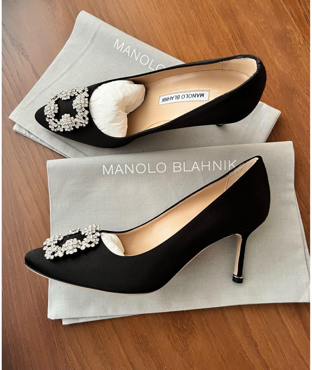 MANOLO BLAHNIK Черные текстильные туфли, фото 2