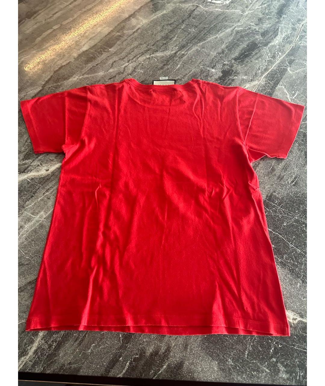 GUCCI Красная хлопковая футболка, фото 2