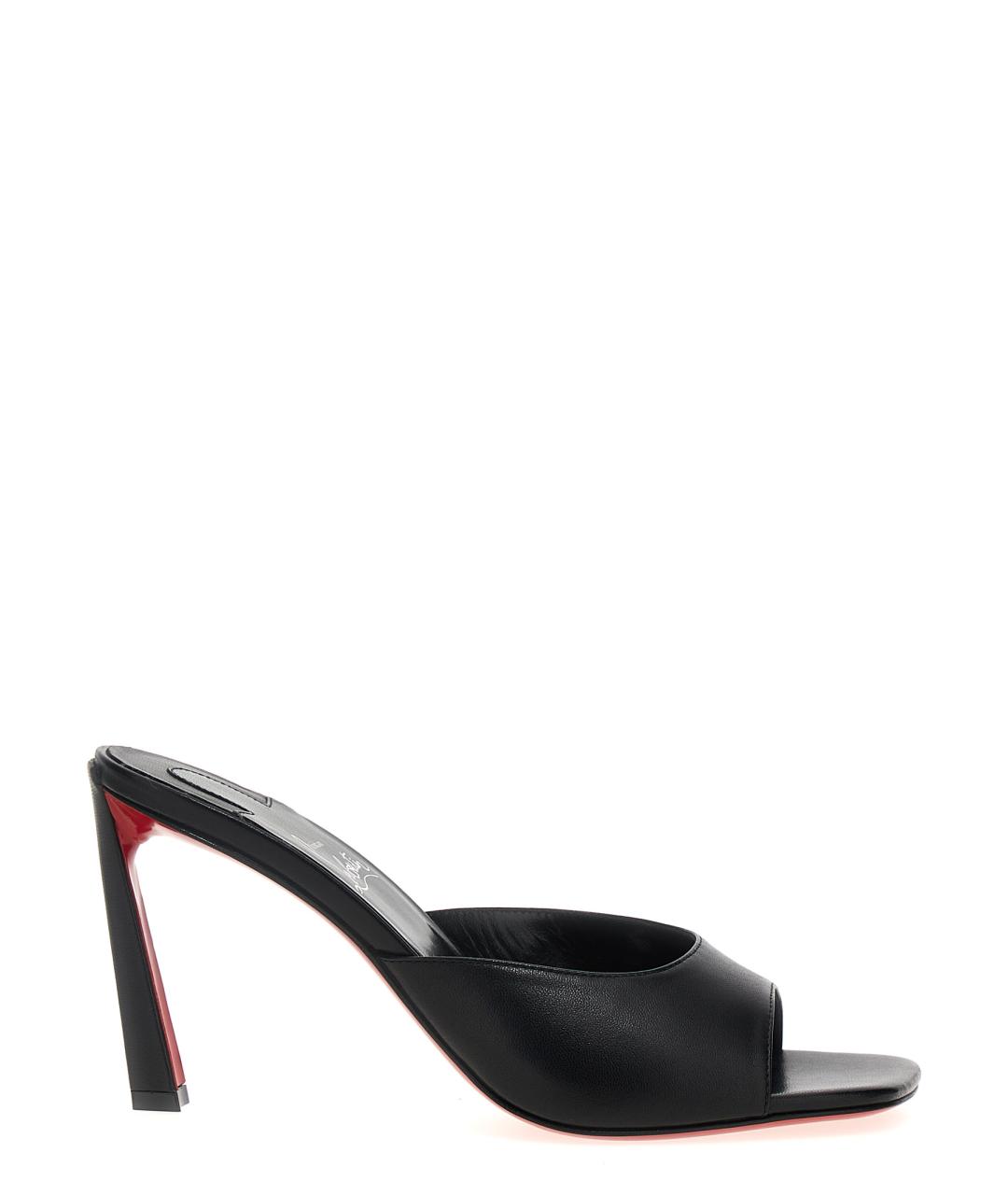 CHRISTIAN LOUBOUTIN Черные кожаные мюли, фото 1