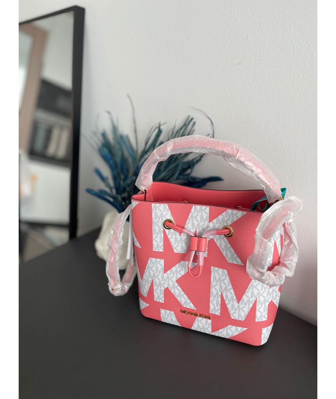 MICHAEL MICHAEL KORS Розовая кожаная сумка с короткими ручками, фото 6