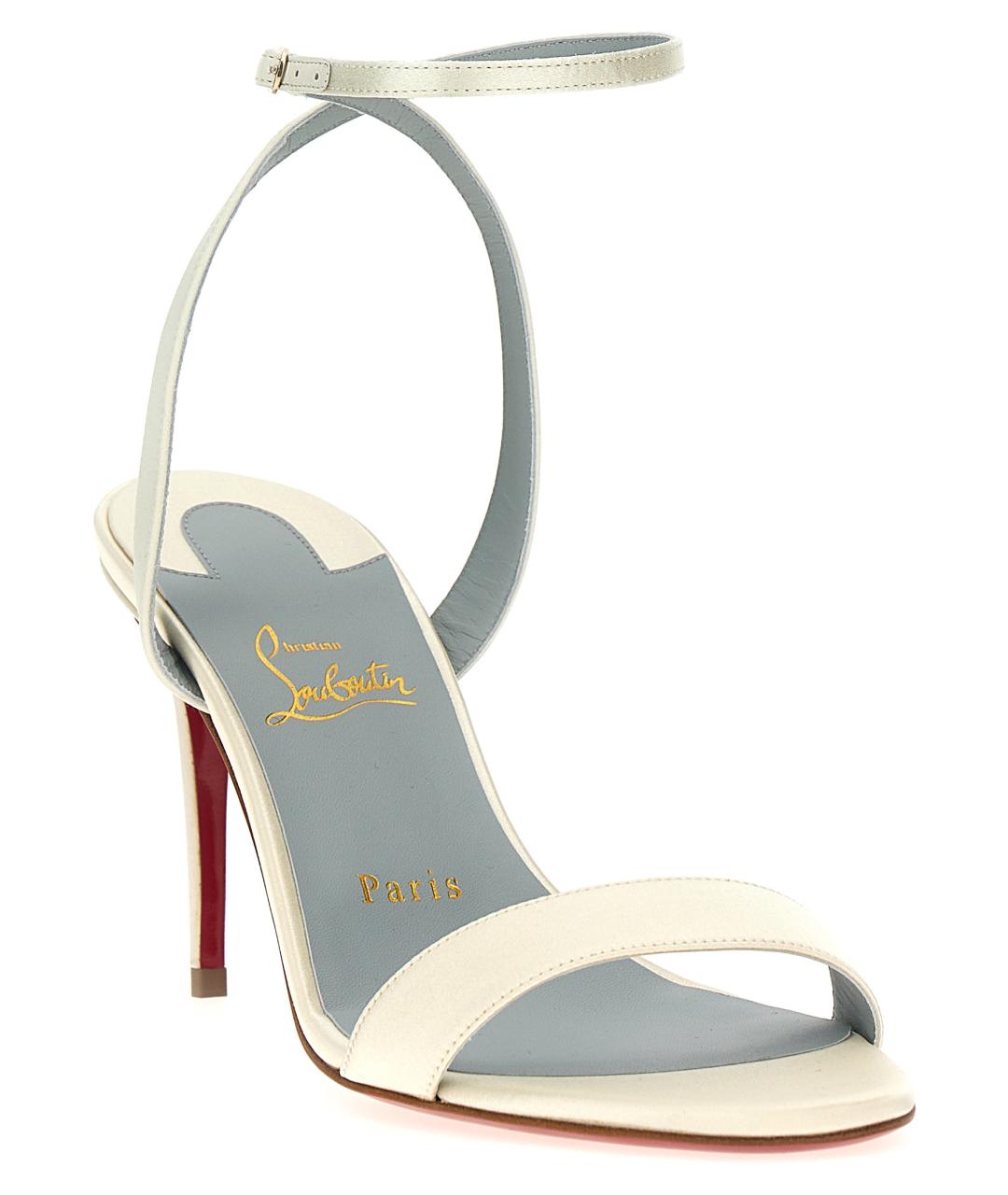 CHRISTIAN LOUBOUTIN Белые текстильные сандалии, фото 2