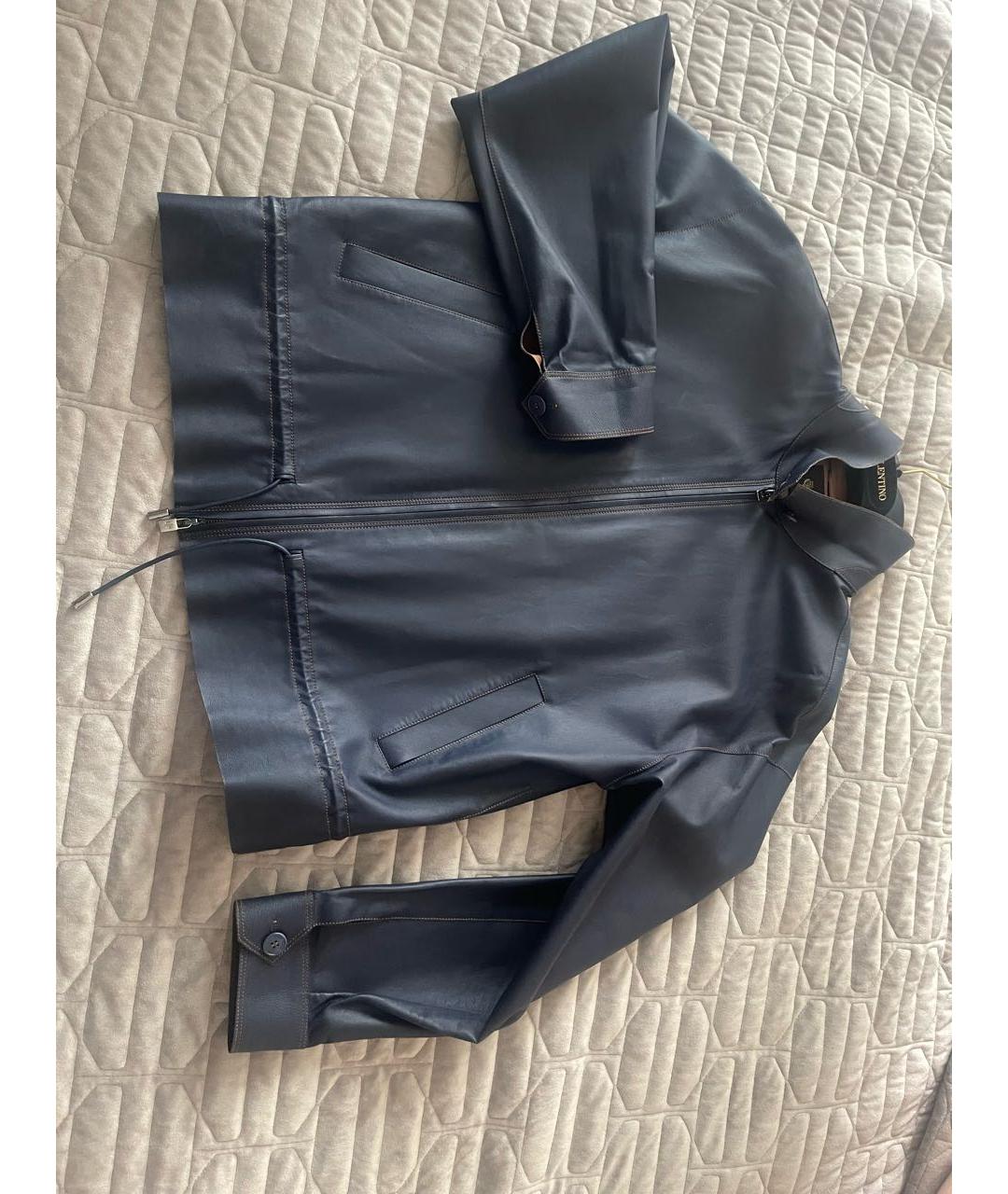 LORO PIANA Темно-синяя кожаная куртка, фото 2