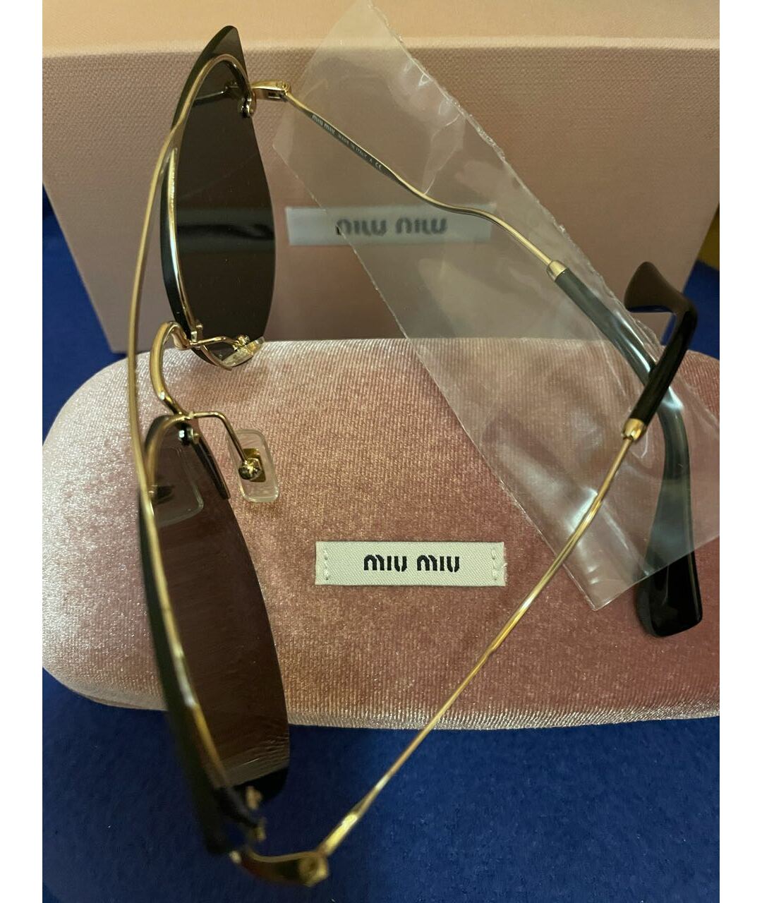 MIU MIU Золотые металлические солнцезащитные очки, фото 6