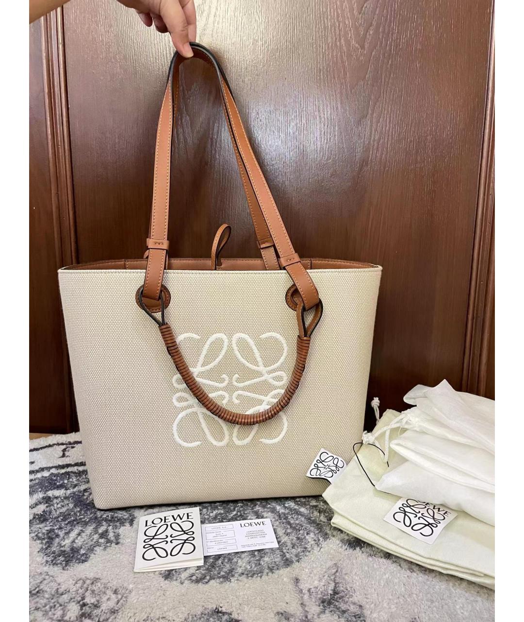 LOEWE Бежевая сумка тоут, фото 2