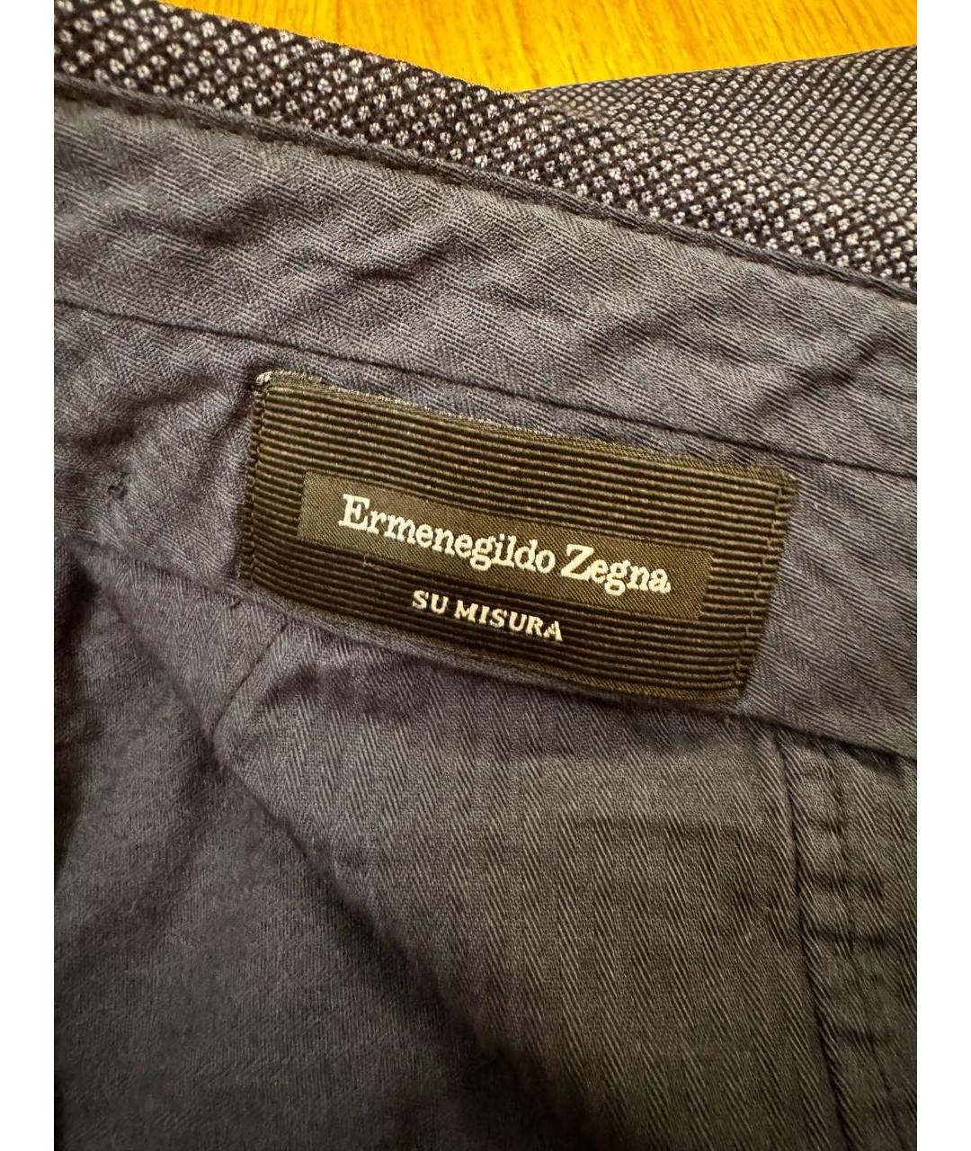 ERMENEGILDO ZEGNA Темно-синие шерстяные классические брюки, фото 5