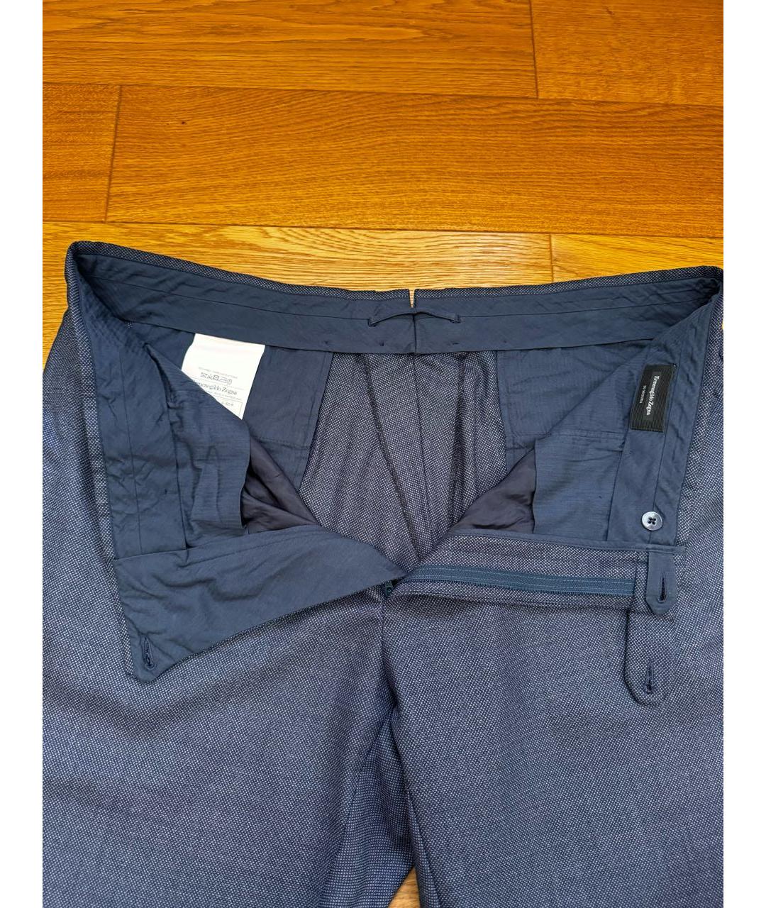 ERMENEGILDO ZEGNA Темно-синие шерстяные классические брюки, фото 3