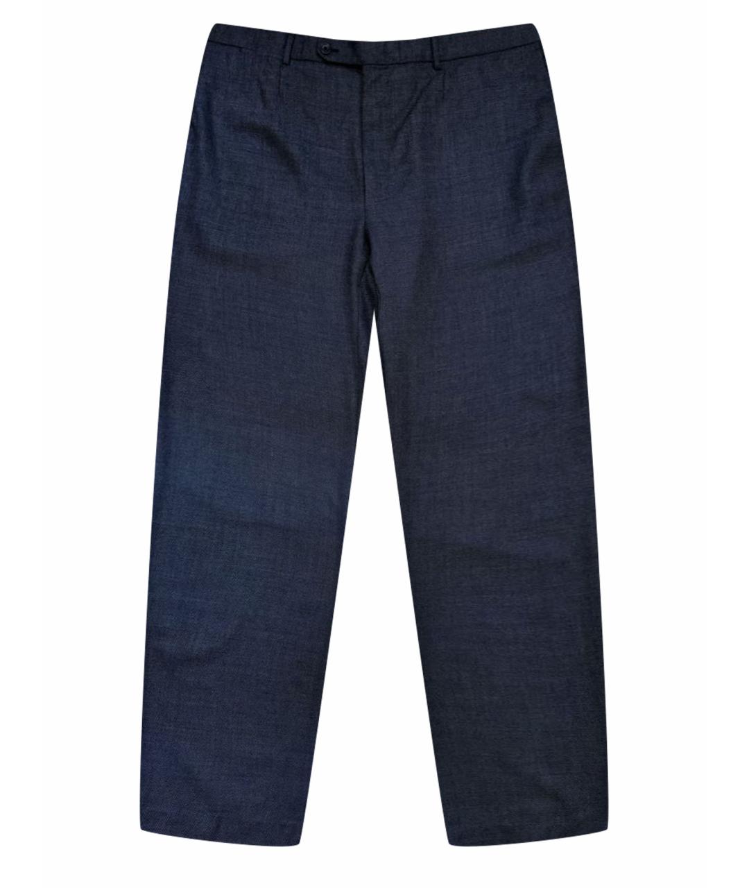 ERMENEGILDO ZEGNA Темно-синие шерстяные классические брюки, фото 1