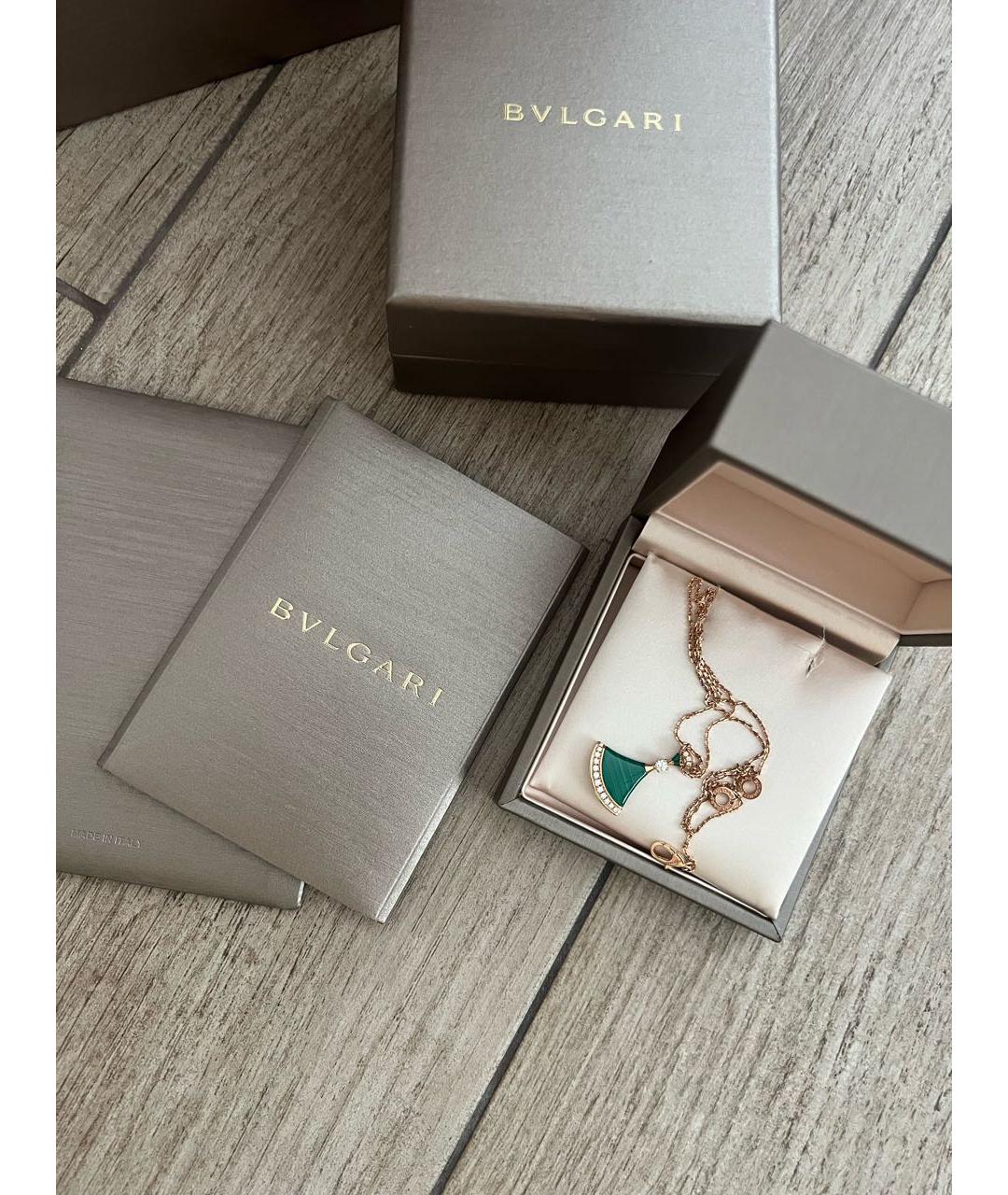 BVLGARI Зеленая подвеска из желтого золота, фото 4