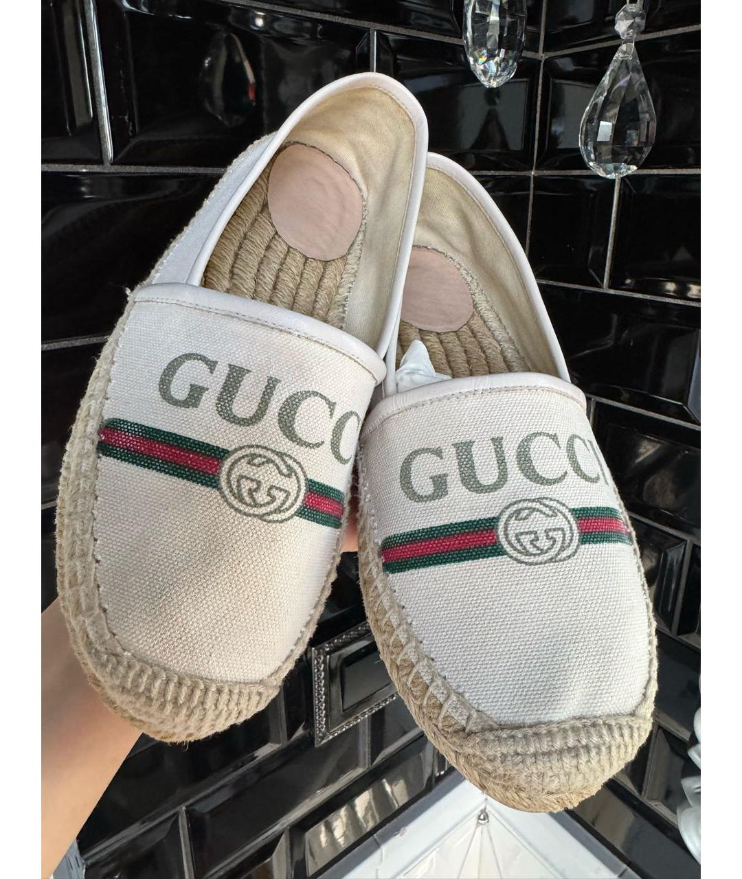 GUCCI Белые текстильные эспадрильи, фото 5