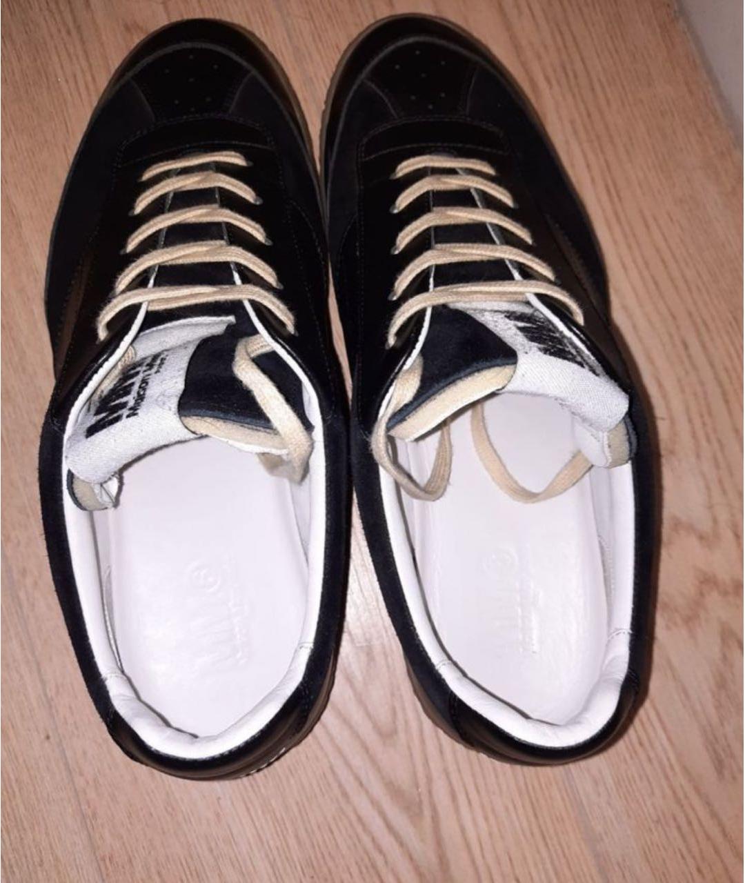 MM6 MAISON MARGIELA Черные кожаные низкие кроссовки / кеды, фото 3