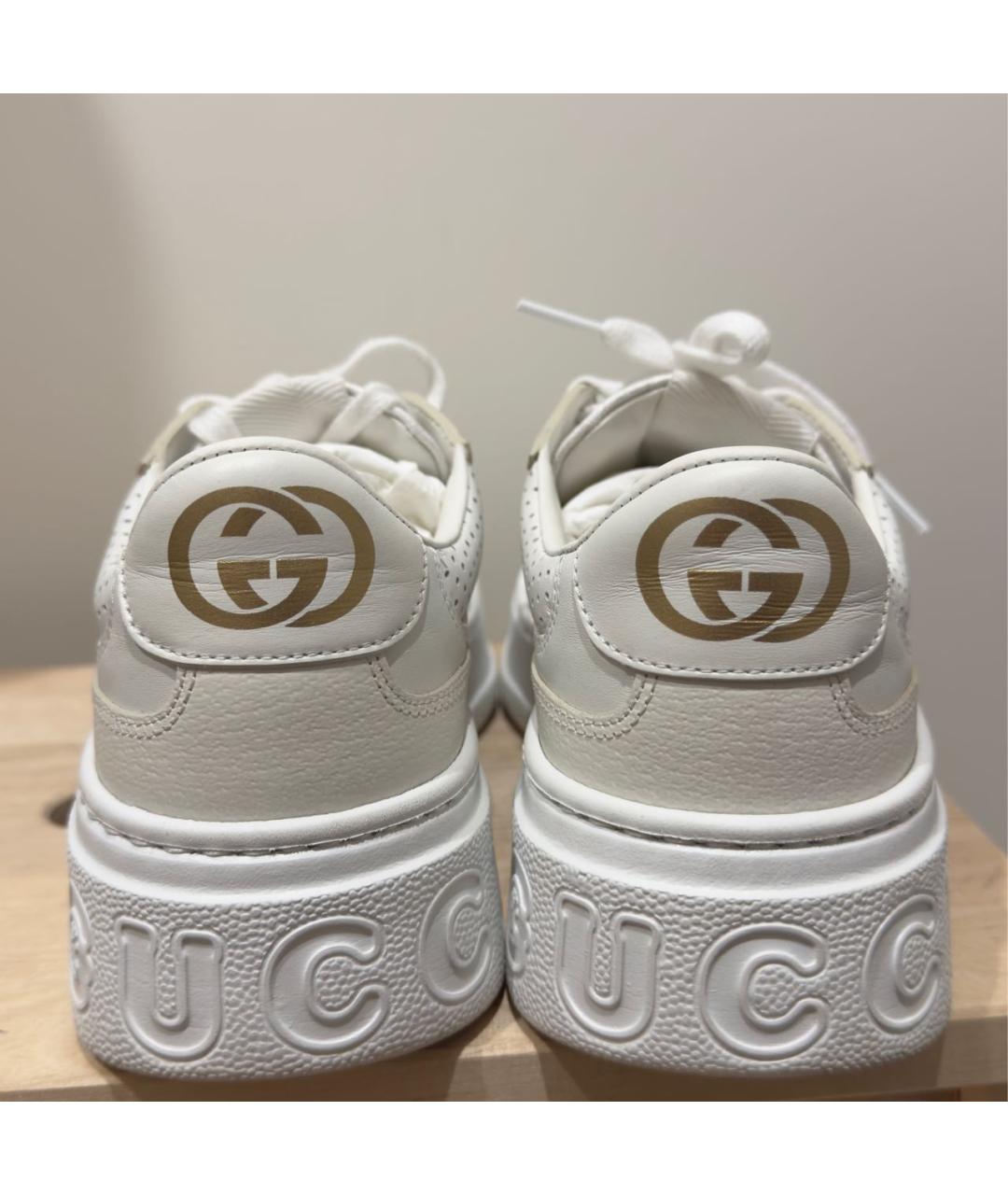 GUCCI Белые кожаные кеды, фото 4