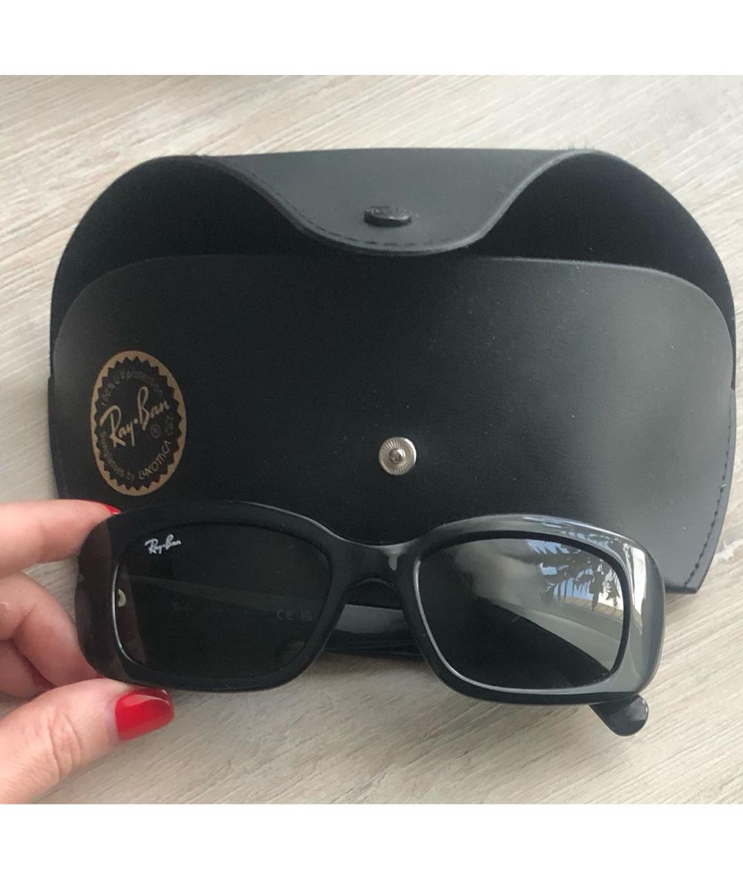 RAY BAN Черные пластиковые солнцезащитные очки, фото 4