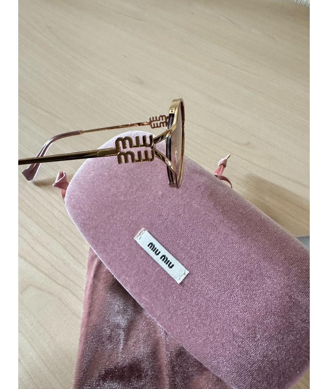 MIU MIU Розовые металлические солнцезащитные очки, фото 4