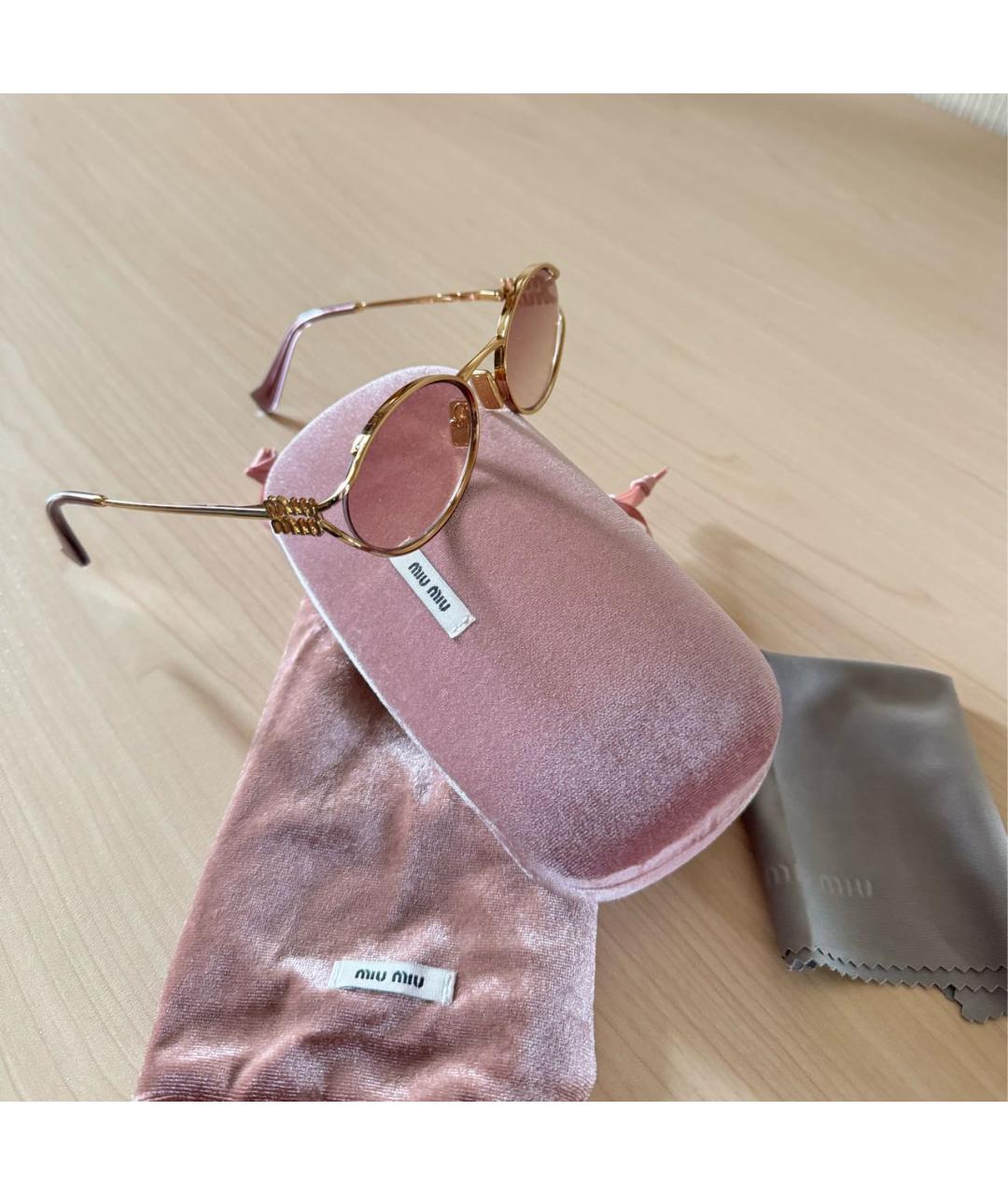MIU MIU Розовые металлические солнцезащитные очки, фото 2