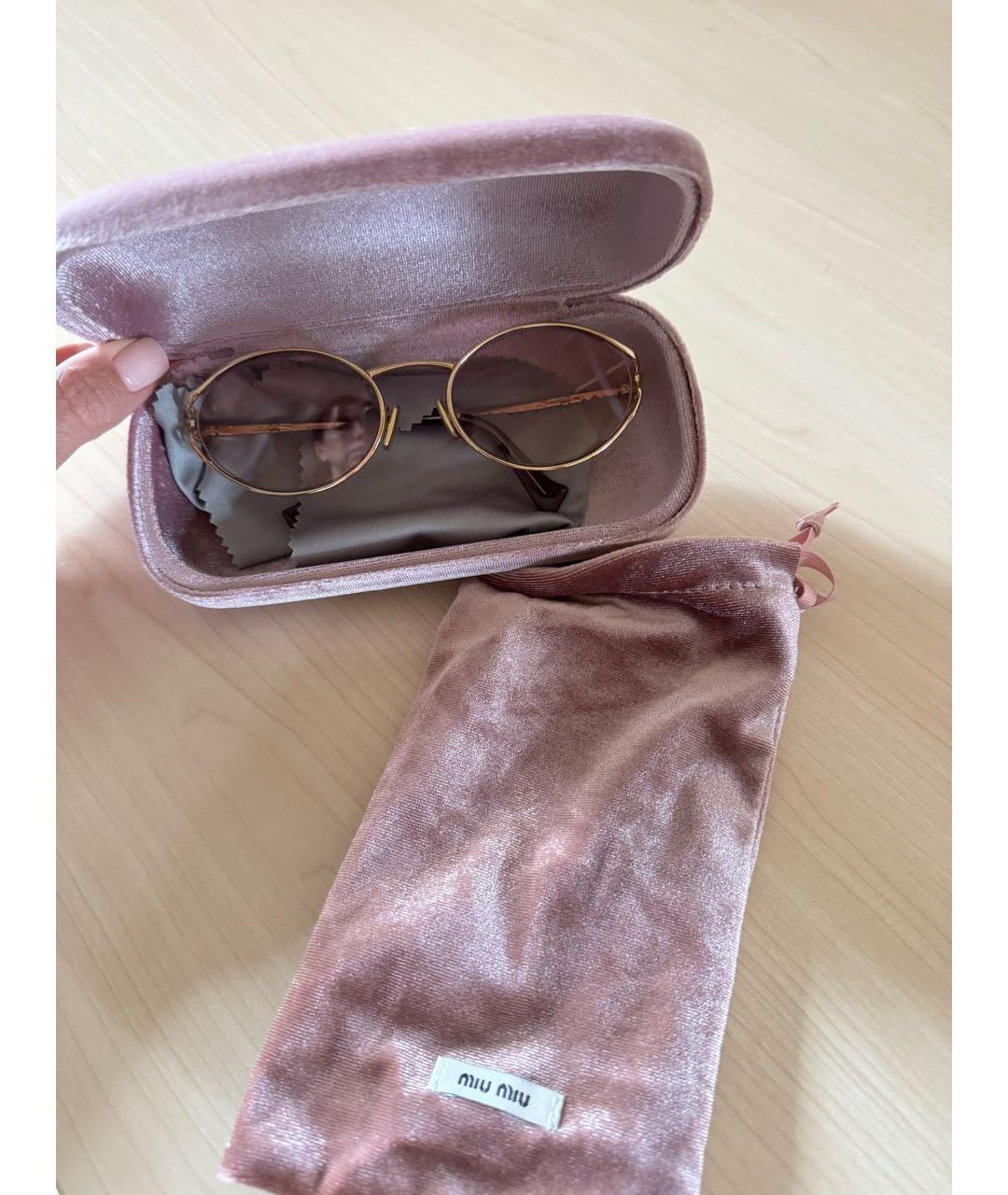 MIU MIU Розовые металлические солнцезащитные очки, фото 3