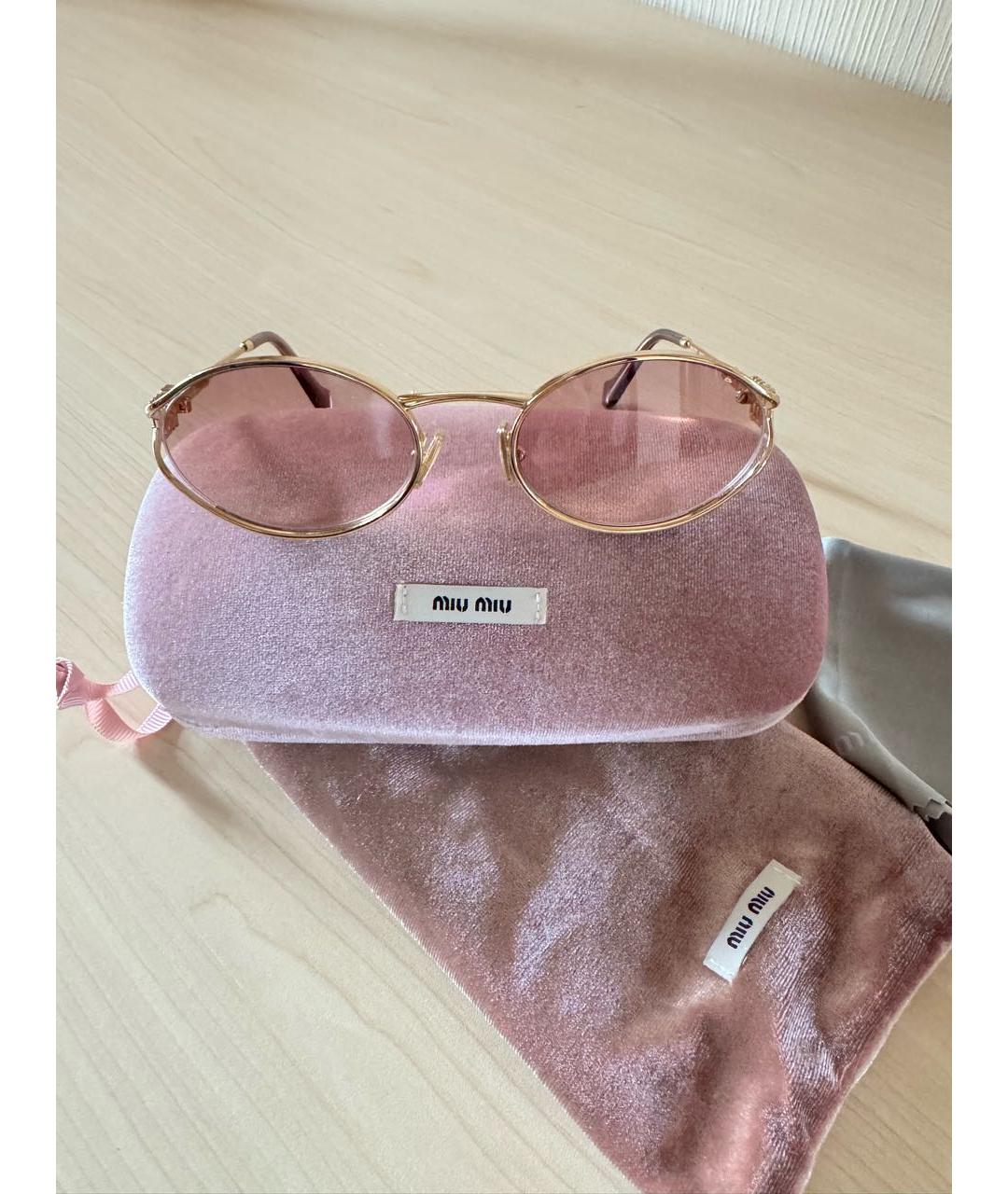 MIU MIU Розовые металлические солнцезащитные очки, фото 6