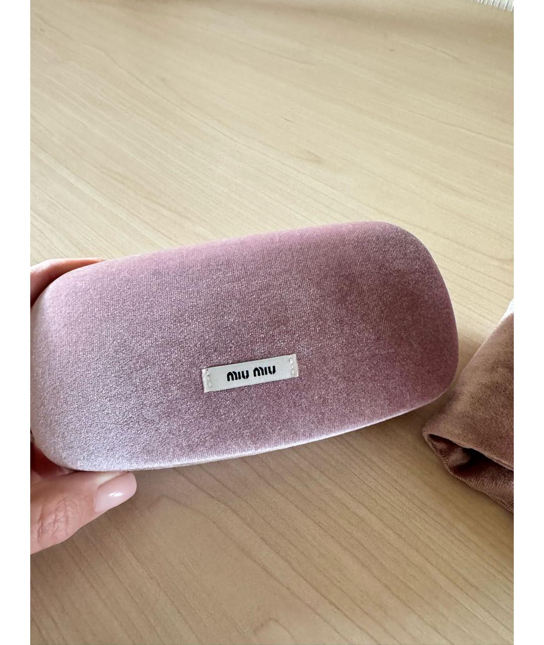 MIU MIU Розовые металлические солнцезащитные очки, фото 5
