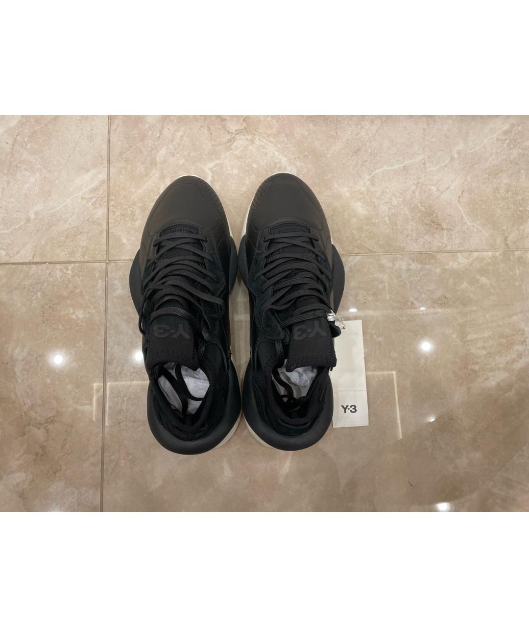 Y-3 Черные кожаные низкие кроссовки / кеды, фото 3