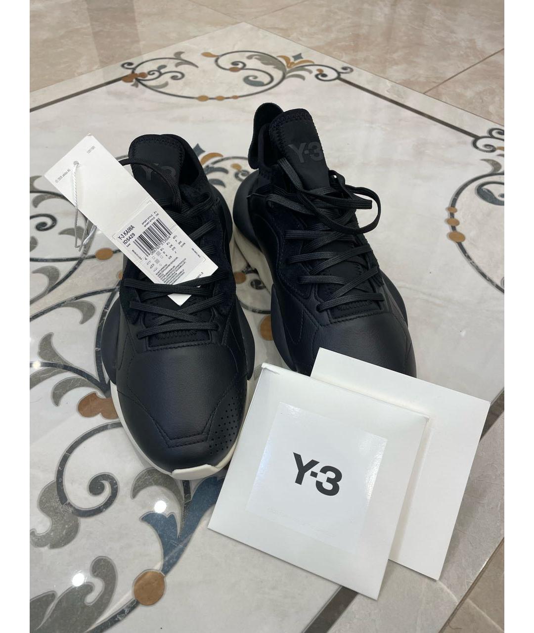 Y-3 Черные кожаные низкие кроссовки / кеды, фото 7