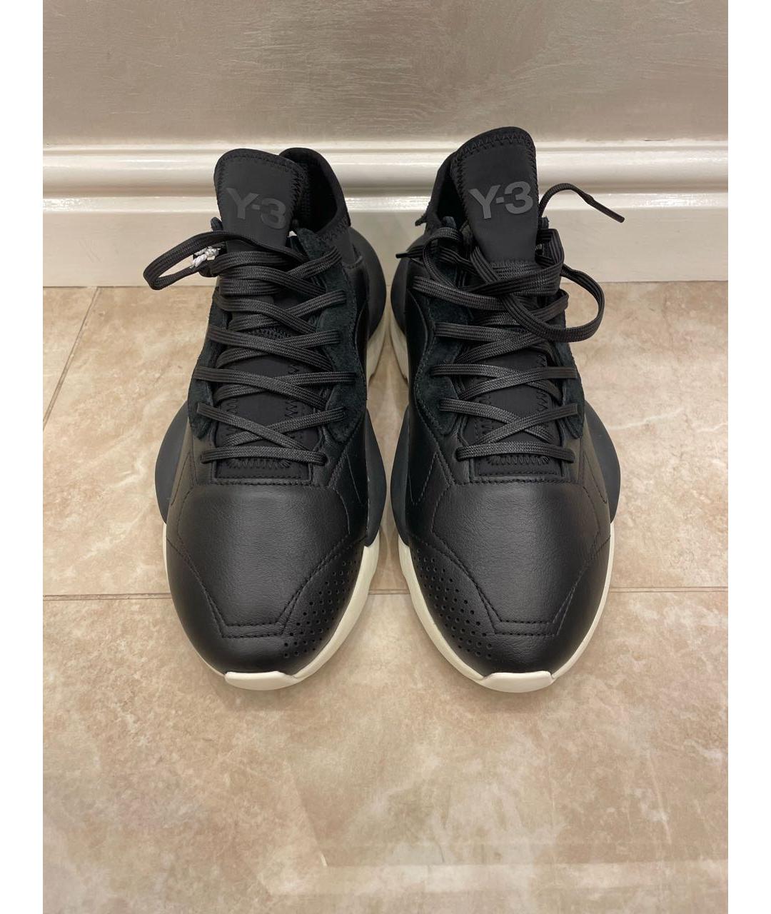 Y-3 Черные кожаные низкие кроссовки / кеды, фото 2