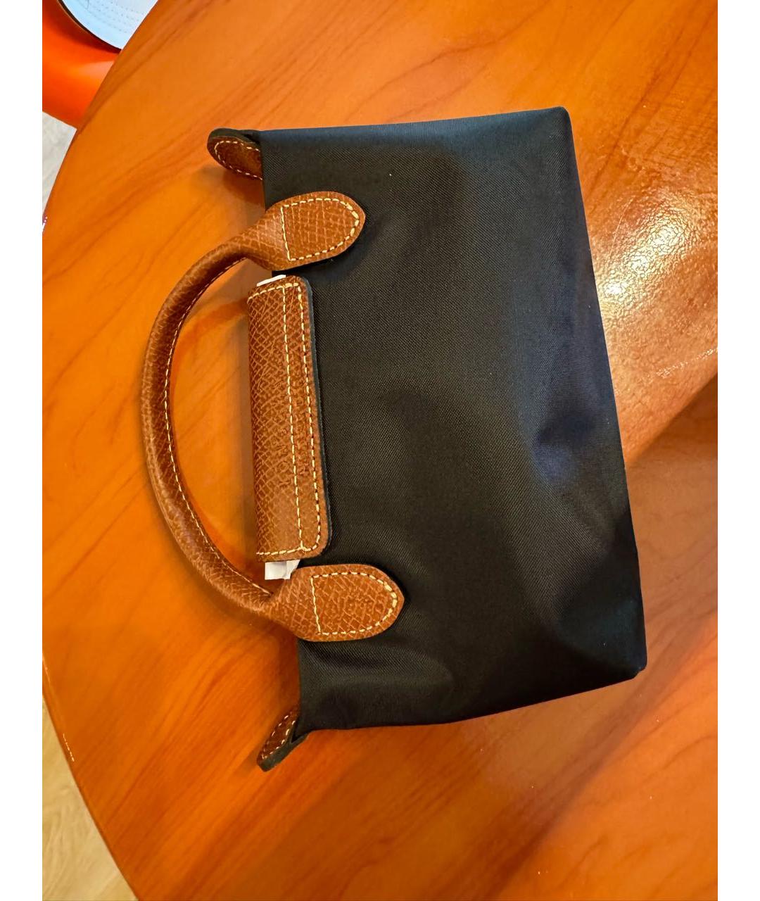LONGCHAMP Черная тканевая сумка с короткими ручками, фото 4