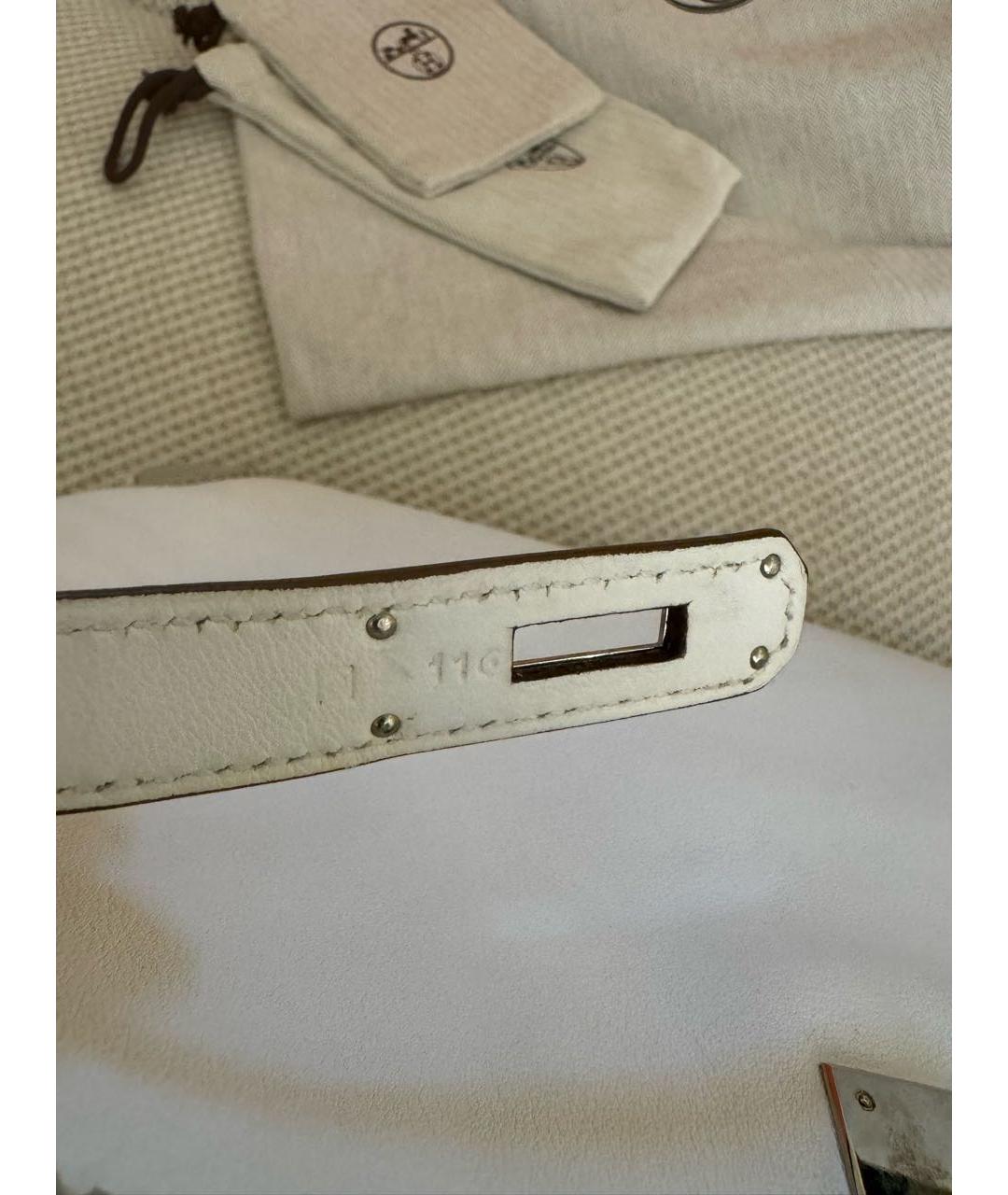 HERMES Белая кожаная сумка с короткими ручками, фото 6