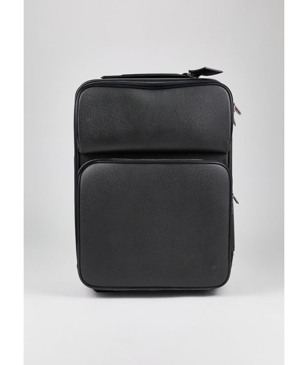 LOUIS VUITTON Черный кожаный чемодан, фото 6