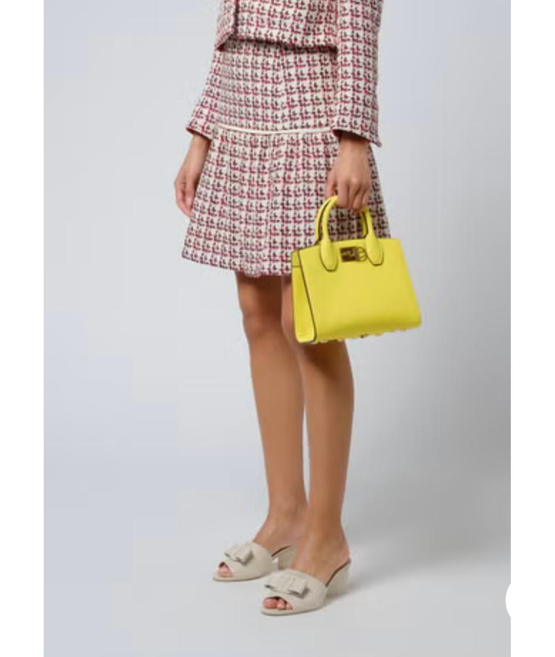 FERRAGAMO Желтая кожаная сумка тоут, фото 3