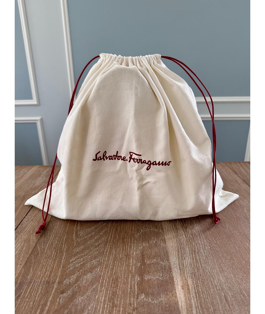 FERRAGAMO Желтая кожаная сумка тоут, фото 7