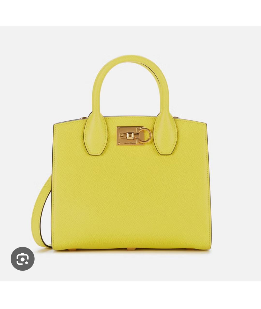 FERRAGAMO Желтая кожаная сумка тоут, фото 10