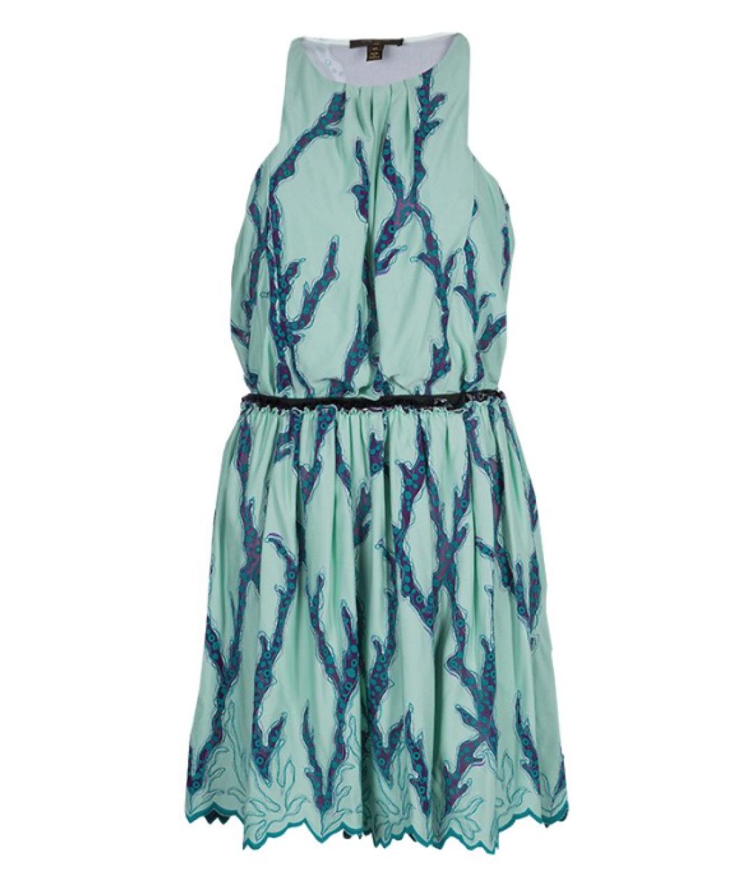LOUIS VUITTON Бирюзовое хлопковое коктейльное платье, фото 1