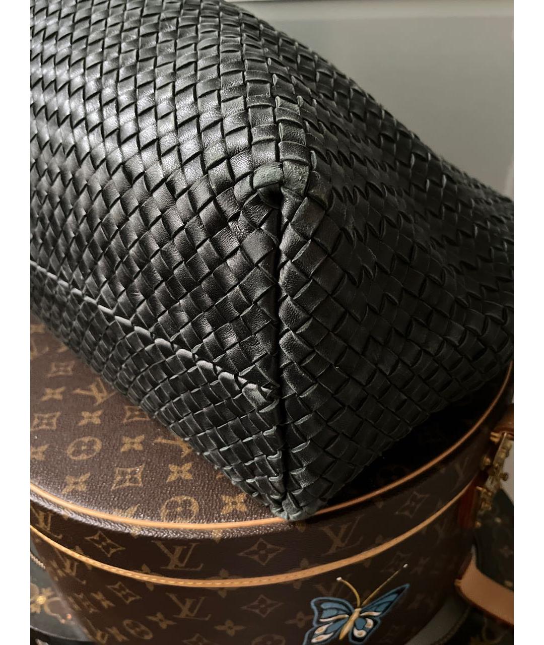 BOTTEGA VENETA Черная кожаная сумка тоут, фото 5