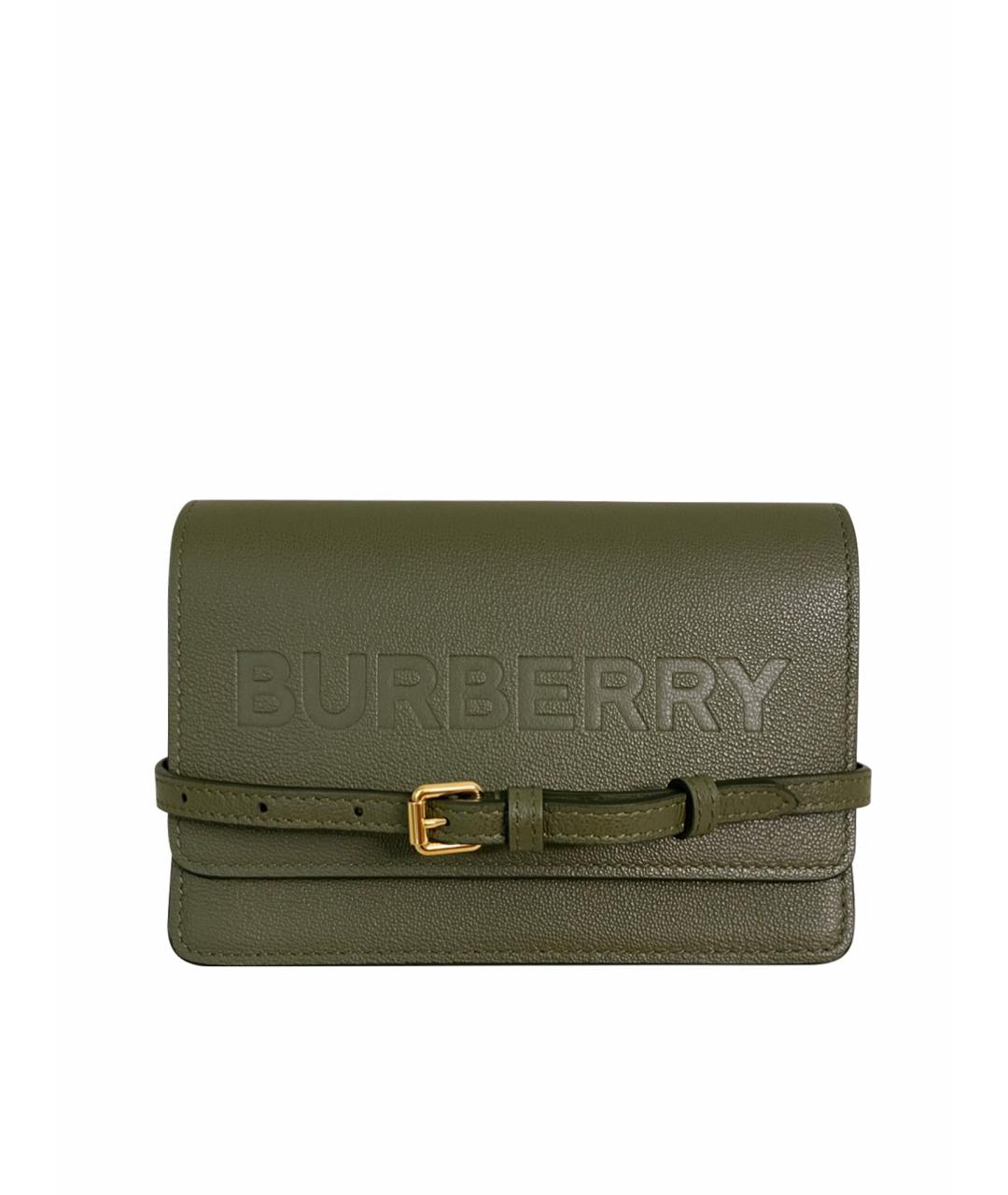 BURBERRY Зеленая кожаная сумка через плечо, фото 1