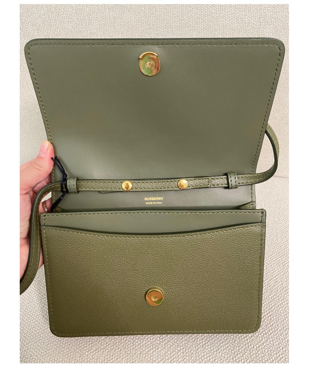 BURBERRY Зеленая кожаная сумка через плечо, фото 5
