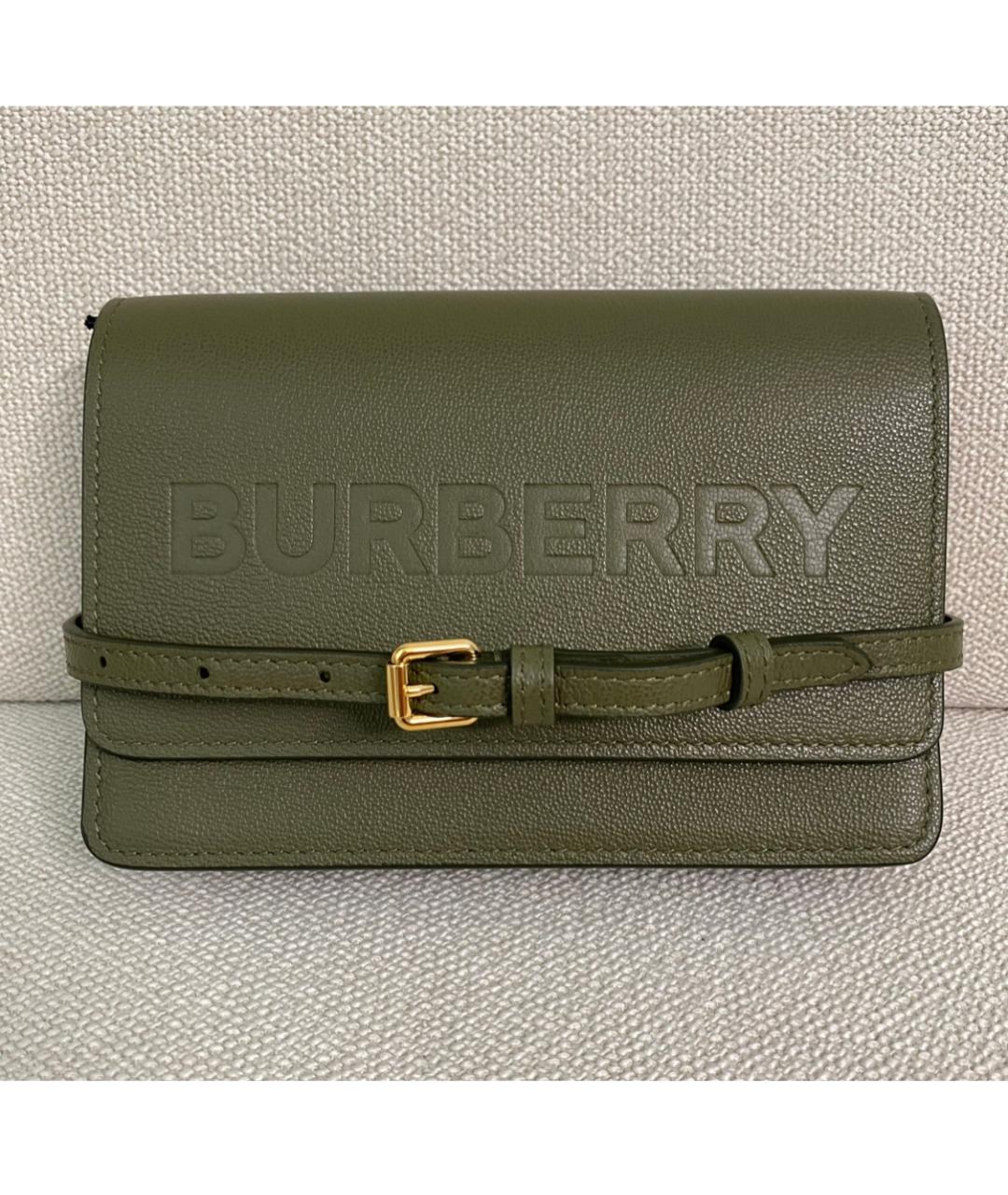BURBERRY Зеленая кожаная сумка через плечо, фото 8