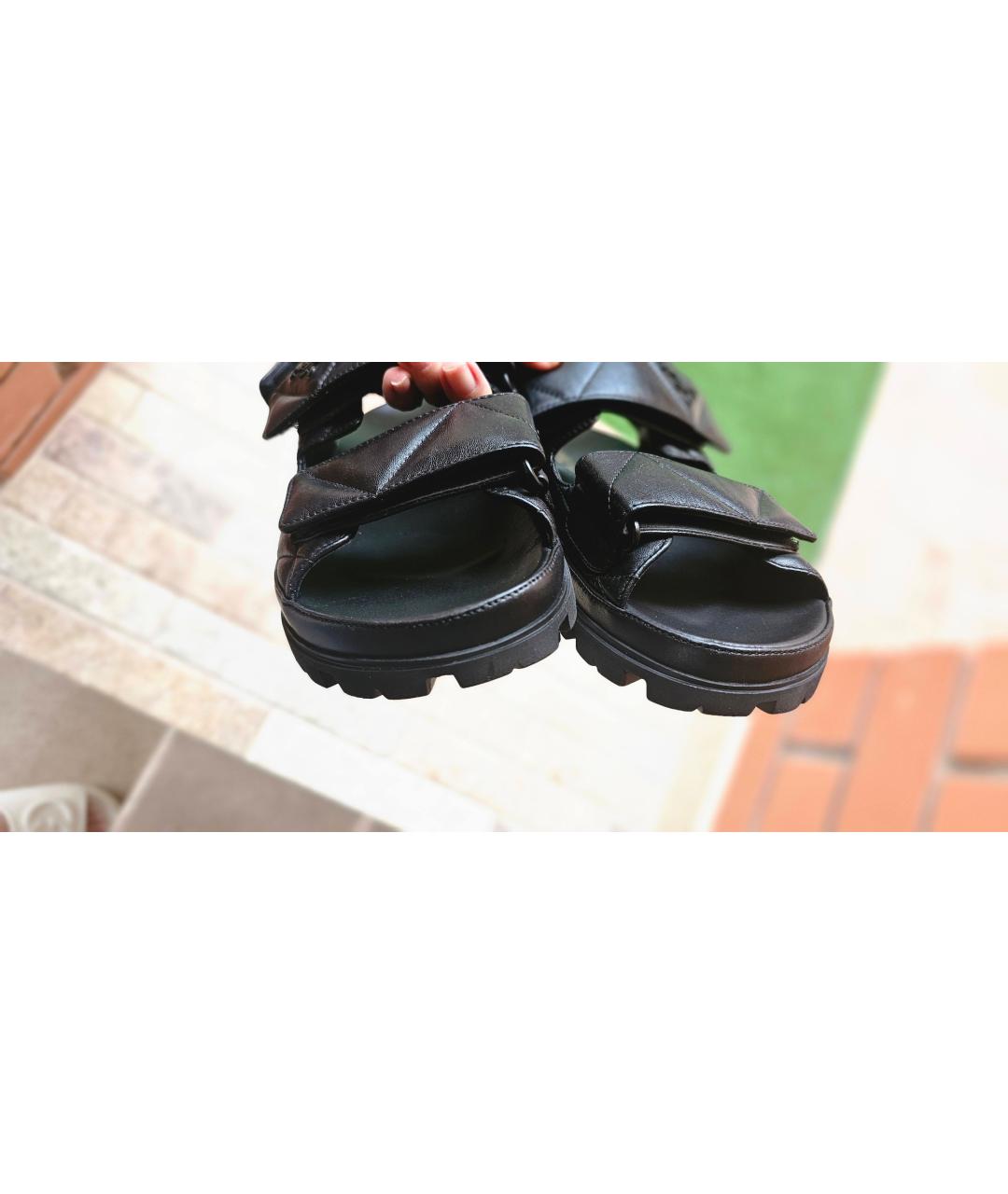 PRADA Черные кожаные сандалии, фото 7