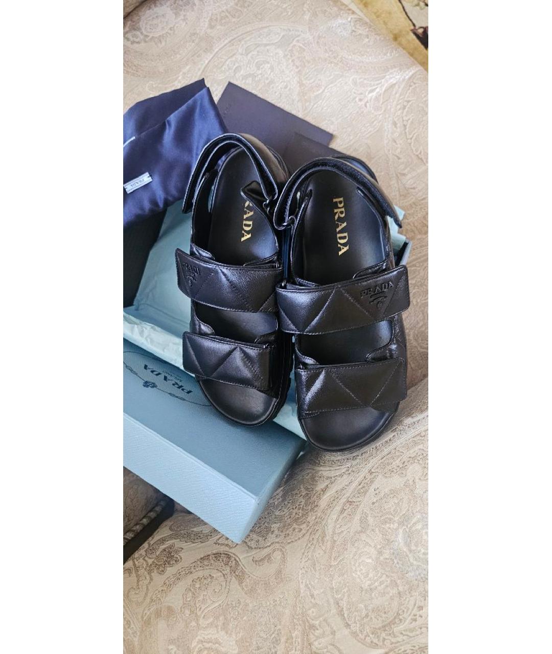 PRADA Черные кожаные сандалии, фото 3