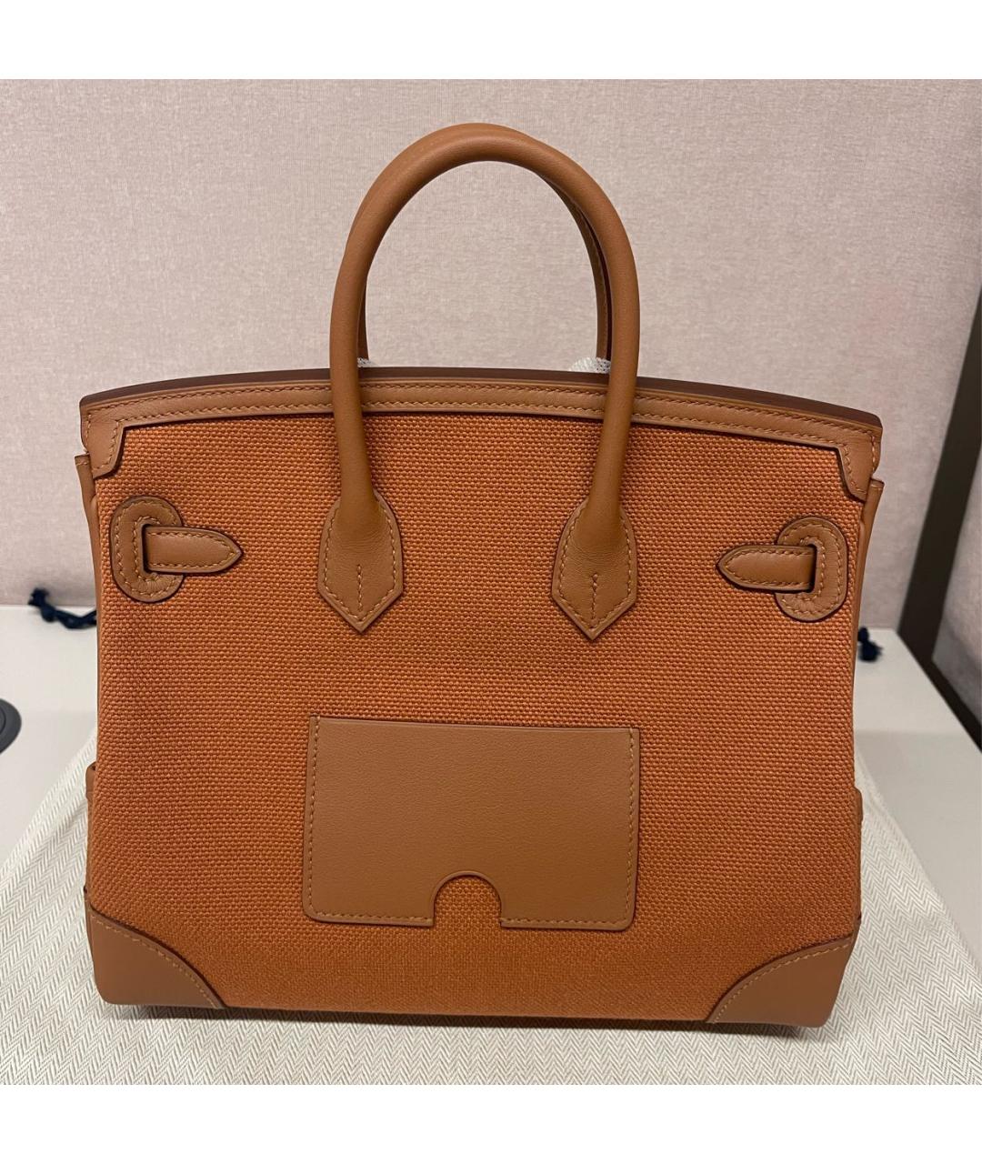 HERMES PRE-OWNED Коричневая тканевая сумка с короткими ручками, фото 5