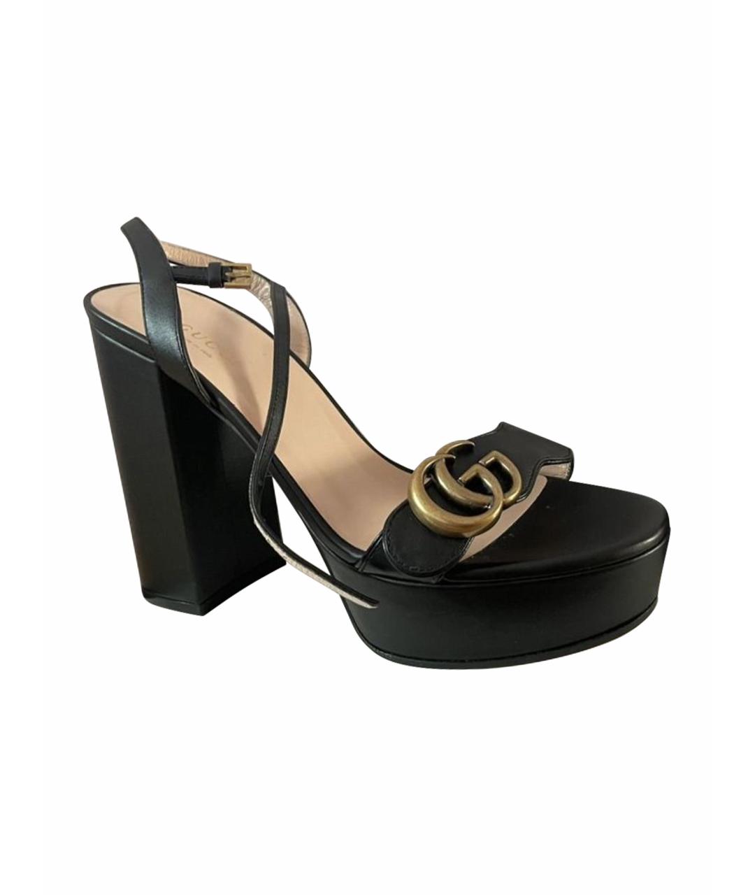 GUCCI Черные кожаные босоножки, фото 5