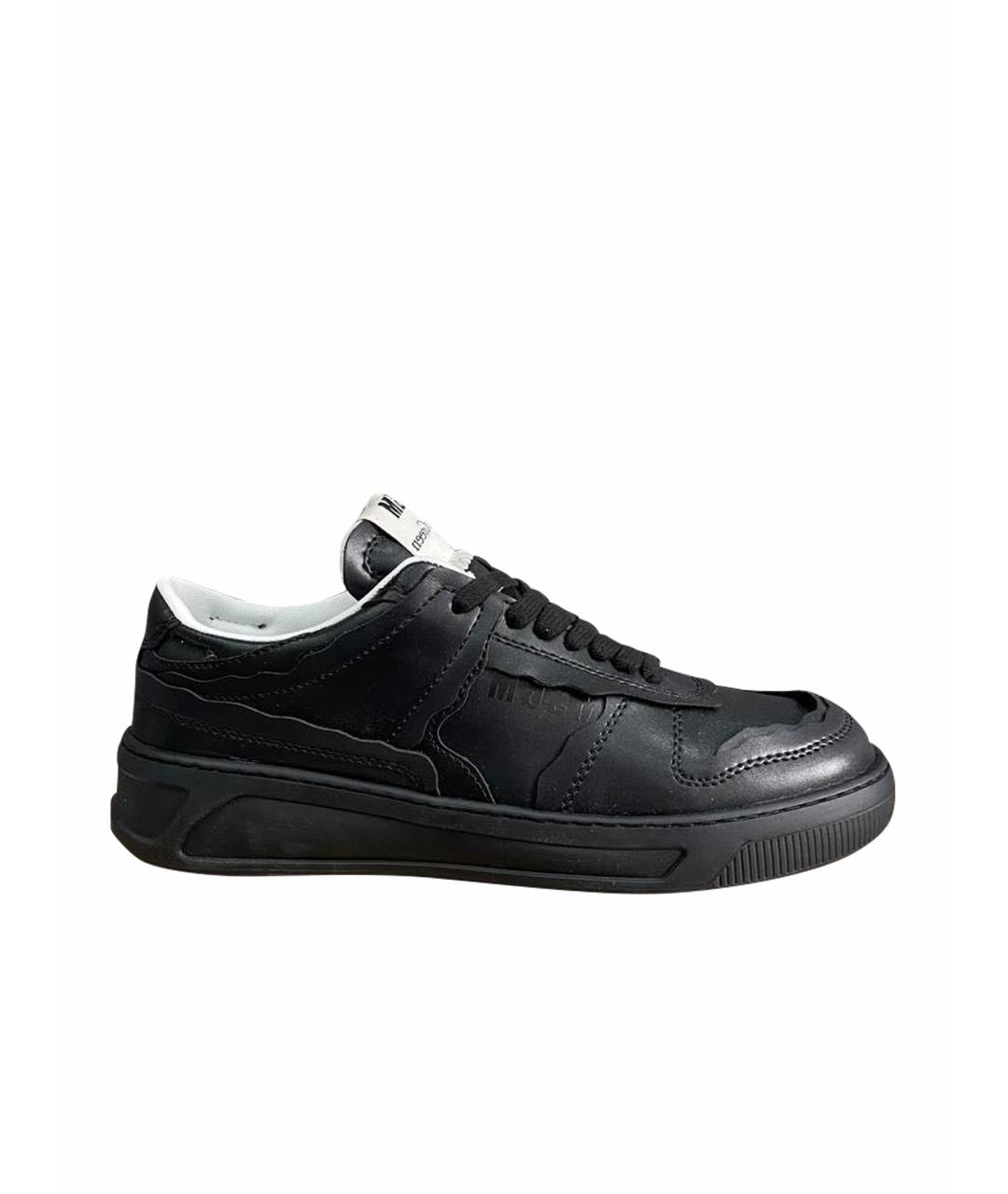 MSGM Черные кожаные низкие кроссовки / кеды, фото 1