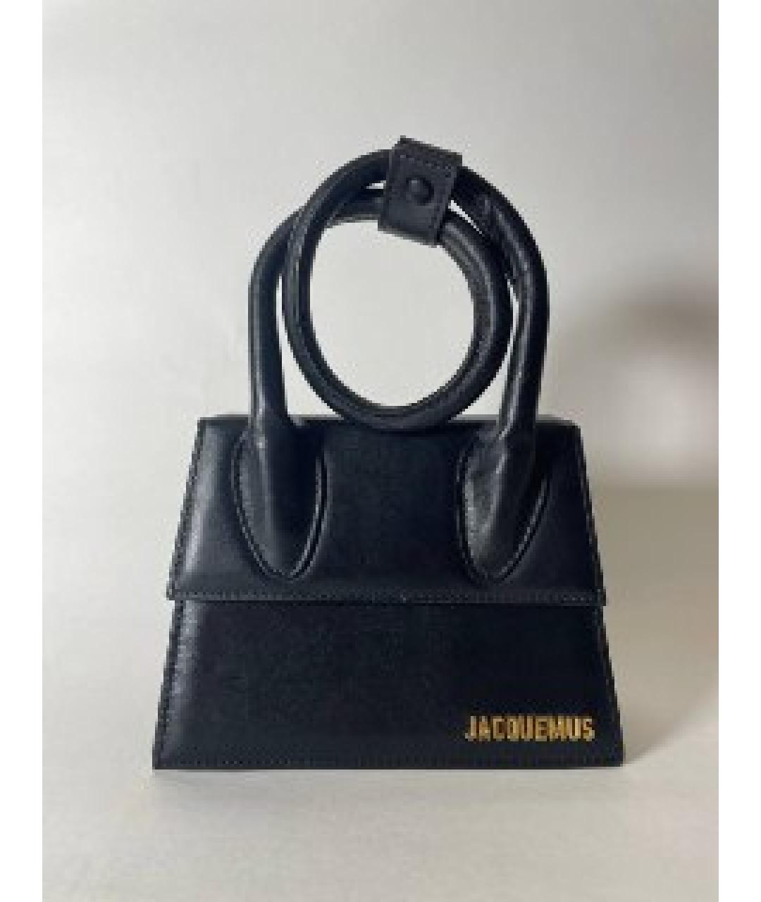 JACQUEMUS Черная кожаная сумка с короткими ручками, фото 8