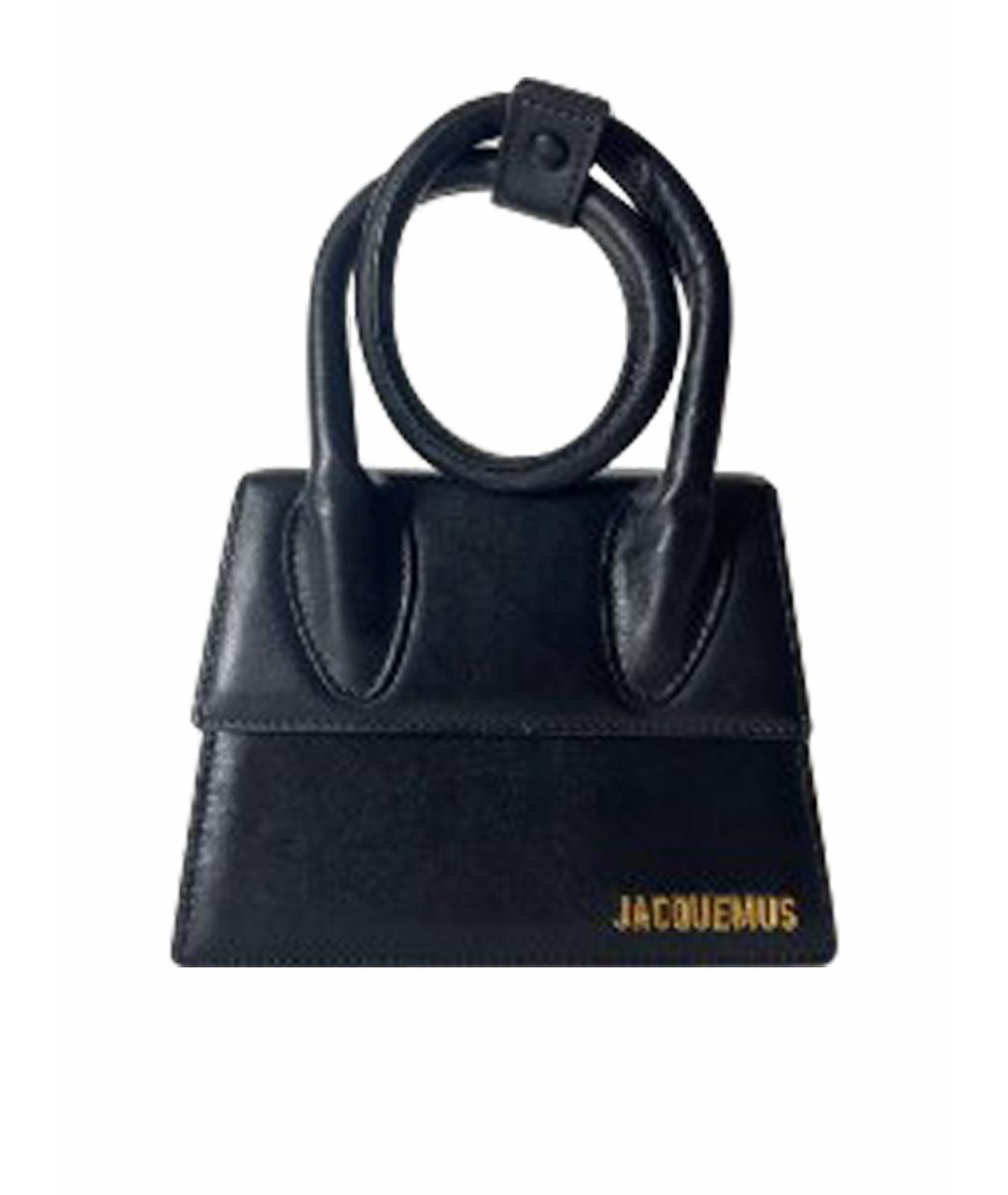 JACQUEMUS Черная кожаная сумка с короткими ручками, фото 1