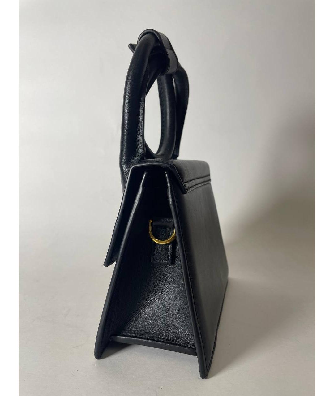 JACQUEMUS Черная кожаная сумка с короткими ручками, фото 2