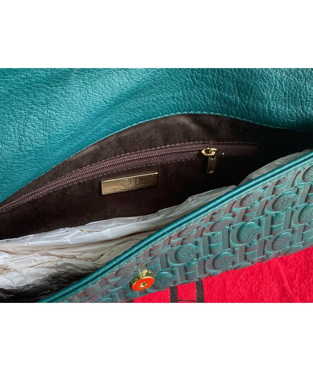 CAROLINA HERRERA Зеленая кожаная сумка через плечо, фото 5