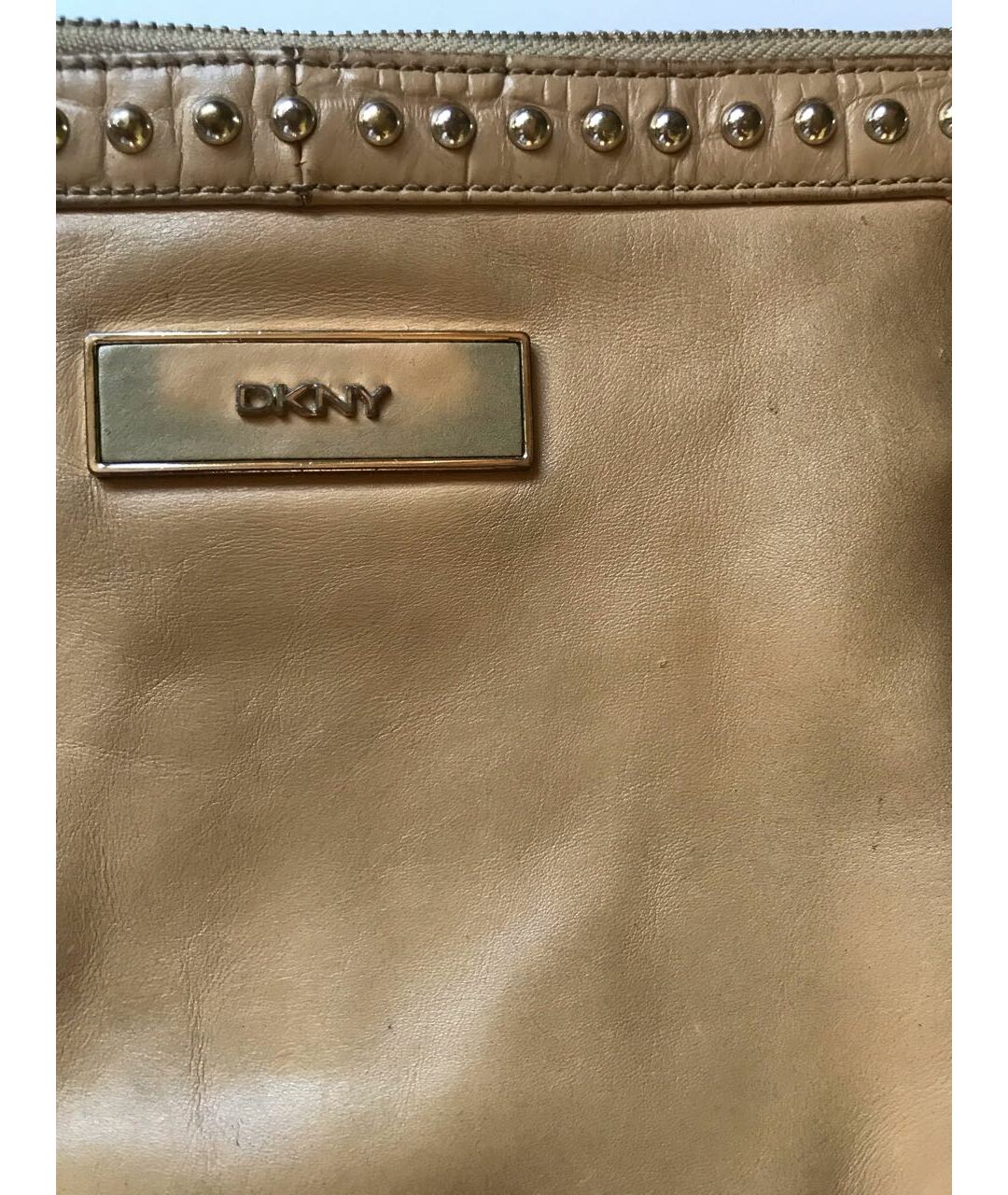 DKNY Бежевая кожаная сумка тоут, фото 6