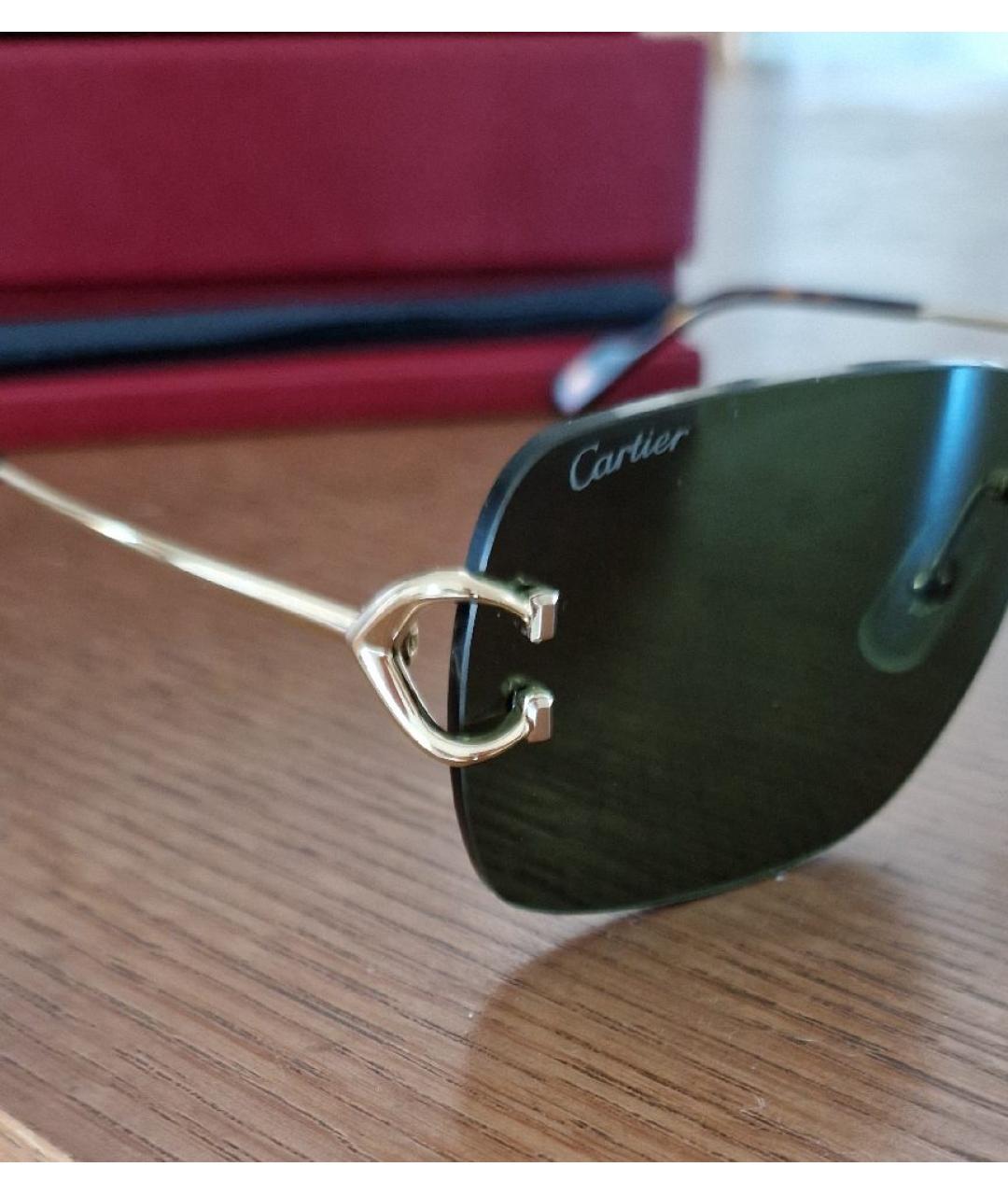 CARTIER Зеленые металлические солнцезащитные очки, фото 2
