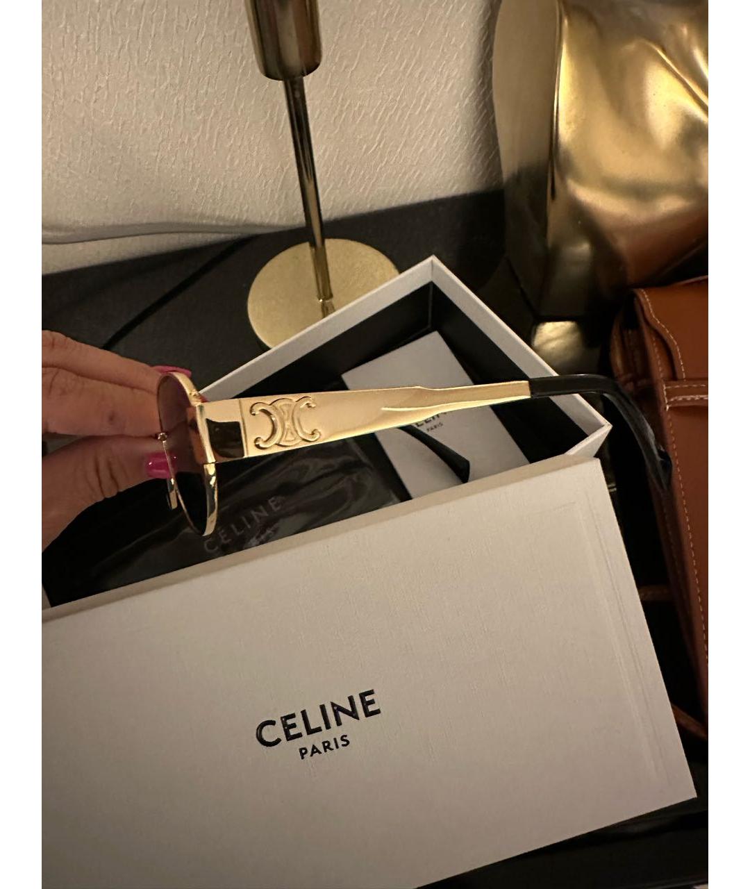 CELINE Золотые металлические солнцезащитные очки, фото 6