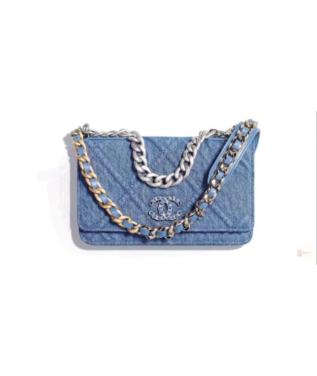 CHANEL Голубая деним сумка через плечо, фото 1