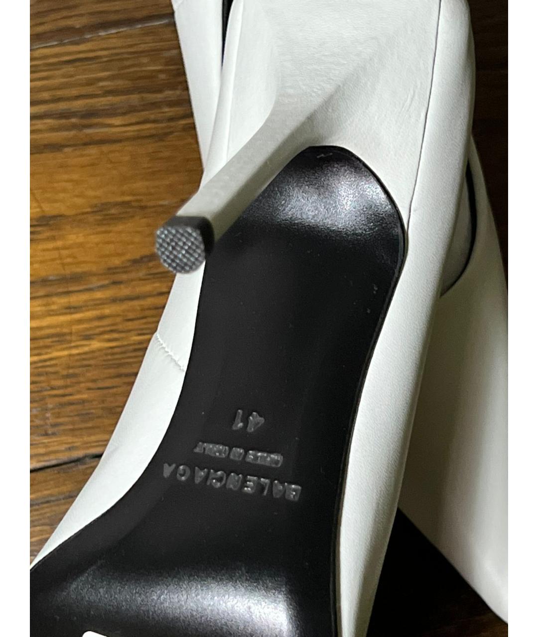 BALENCIAGA Белые кожаные туфли, фото 5