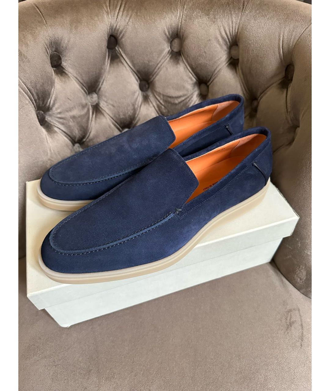 SANTONI Темно-синие замшевые лоферы, фото 6